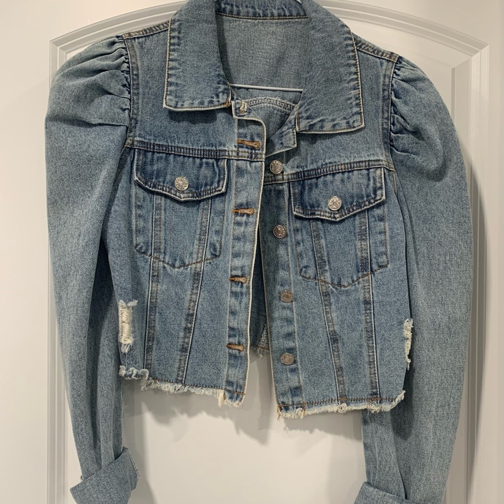 Denim Jean Puff Sleeve Jacket